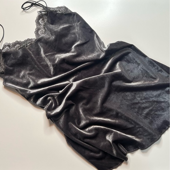 NWT Free People Lace Yasmine Velvet Slip Mini Dress Pajama Lingerie Grey XS - Picture 5 of 10